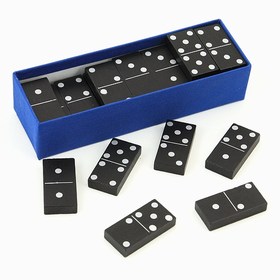 Domino s černými kameny - malé domino v papírové krabičce